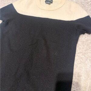 Sutton Cashmere Black and Cream Crew Neck Sweater